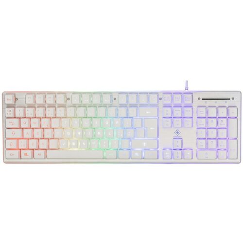 DELTACO GAMING Tipkovnica, 105 tipki, UK raspored, membranski prekidači, BIJELA/RGB Slike