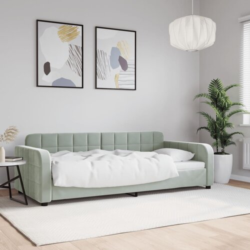 VidaXL Raztegljiva postelja svetlo siva 90x200 cm žamet Slike