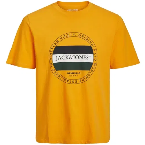 Jack & Jones Majica 'CODY' tamo žuta / crna / bijela