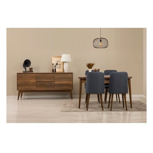 Hanah home vina 01 1048 walnut dark blue (produžni trpezarijski sto, stolice i konzola (6 komada)) Cene