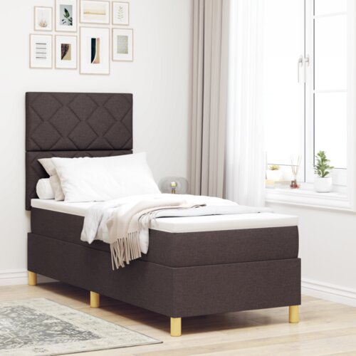  LED Box Spring Postelja Temno rjava 80 x 200 cm blago, (5000126314) Cene