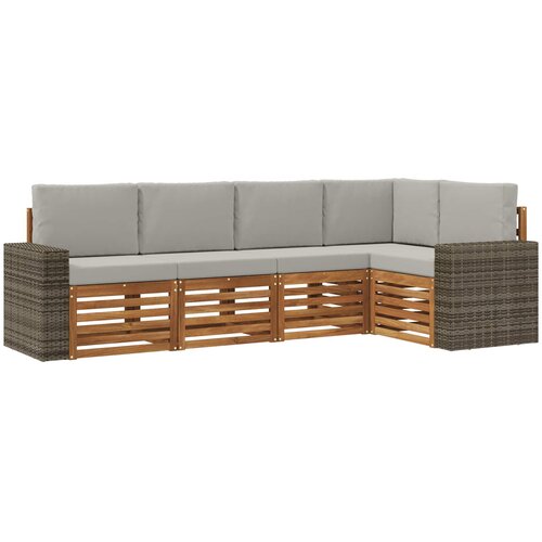vidaXL Kotna sedežna garnitura z blazino 5 pcs Naravna in svetlo siva, (5000283853) Cene