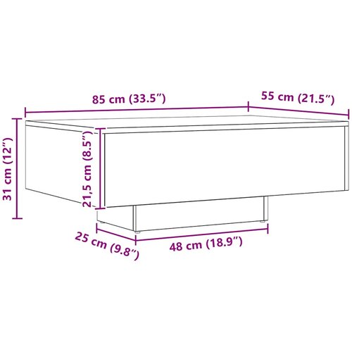  Stolić kavu boja artisian hrast 85x55x31 cm konstruirano drvo Slike