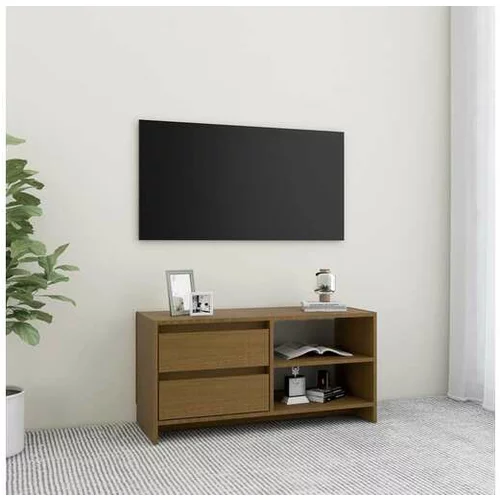  TV omarica medeno rjava 80x31x39 cm trdna borovina