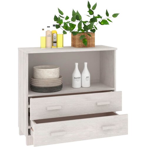  Komoda HAMAR bijela 85 x 35 x 80 cm od masivne borovine Slike
