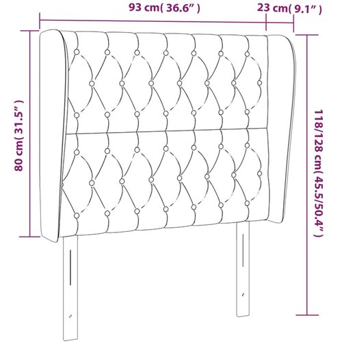  Uzglavlje s u&amp;scaron;ima tamnosmeđe 93x23x118/128 cm od tkanine Slike
