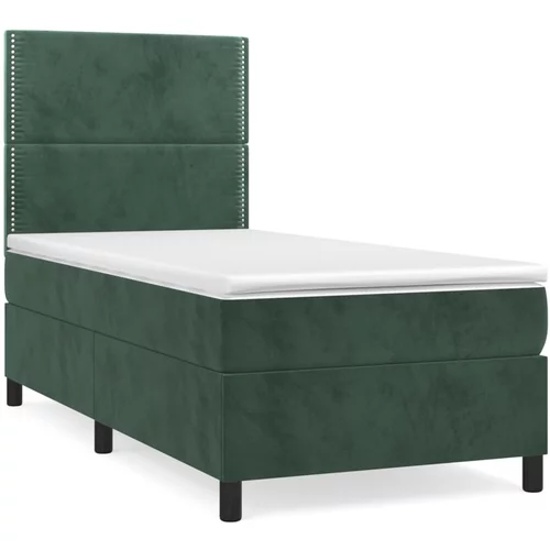 vidaXL Box spring postelja z vzmetnico temno zelena 80x200 cm žamet, (20898794)
