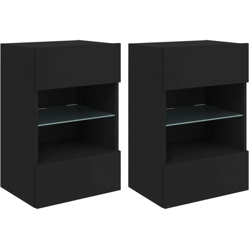 VidaXL Stenske TV omarice z LED lučkami 2 kosa črna 40x30x60,5 cm, (20977813) Slike