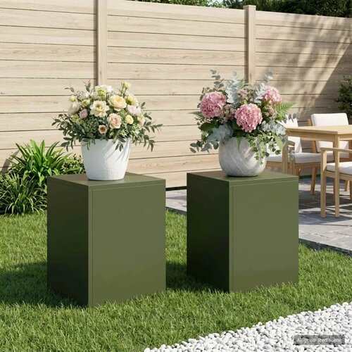  Stalak za biljke 2 pcs Maslinastozelena 30 x 30 x 40 cm Čelik - Maslinastozelena 2x (30 x 30 x 40 cm) Cijene