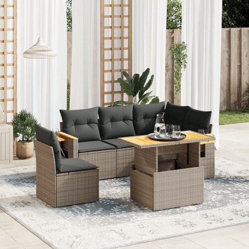 vidaXL 6-dijelni set vrtnih sofa od poliratana s jastucima sivi Cijene