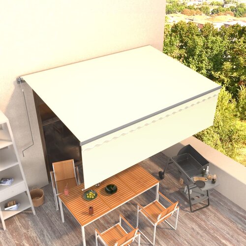 vidaXL Avtomatsko zložljiva tenda s senčilom 4,5x3 m krem Cene