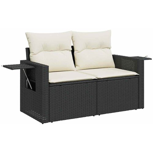  11-dijelni set vrtnih sofa od poliratana s jastucima crni Crna 100 x 55 x 73 cm Slike