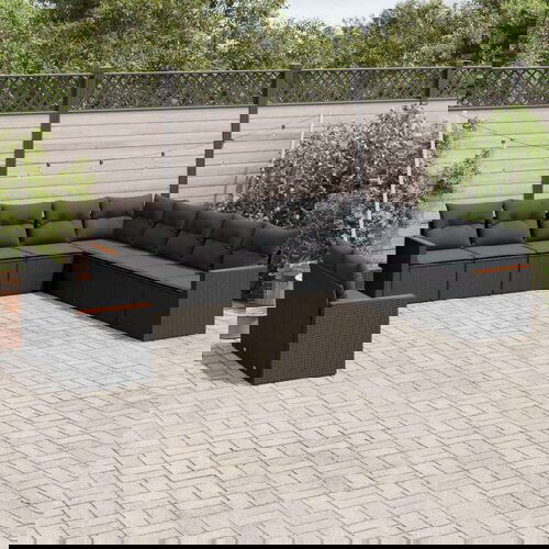  11-dijelni set vrtnih sofa od poliratana s jastucima crni Slike
