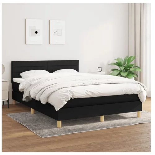 vidaXL Box spring posteljni z vzmetnico crn 140x190 cm blago