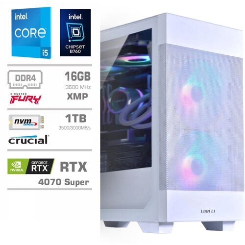MEGA Računalnik MT S7X GAMER i5-14600KF/RTX4070 Super/16GB/1TB/750W/Brez OS/bela RGB, (21009125) Slike