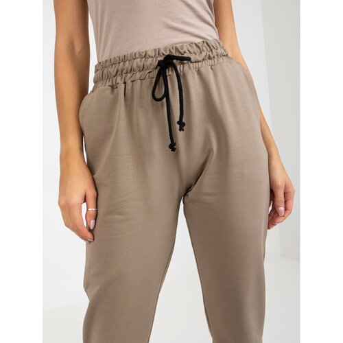 Fashion Hunters Dark beige women's sweatpants with pockets Slike