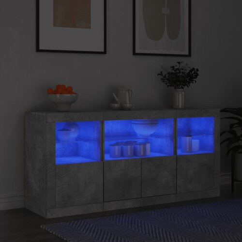 VidaXL Komoda s LED svjetlima siva boja betona 142 5x37x67 cm Slike