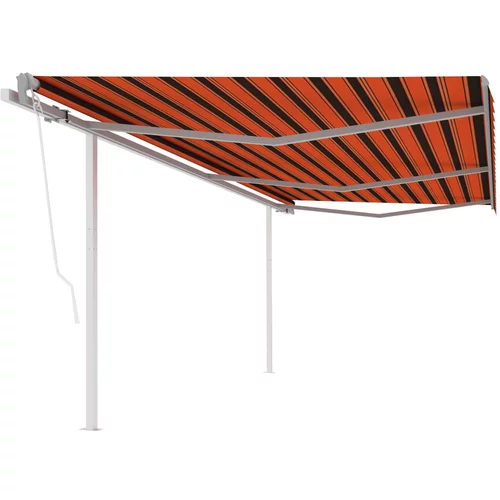 Tenda Avtomatsko zložljiva tenda s stebrički 6x3 m oranžna in rjava