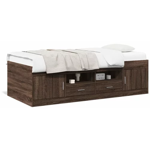 vidaXL Dnevni krevet s ladicama smeđa boja hrasta 90 x 200 cm drveni