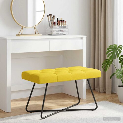  Klupa s gumbastim tkanjem Svijetlo žuta 80 x 40 x 46 cm Tkanina Cijene