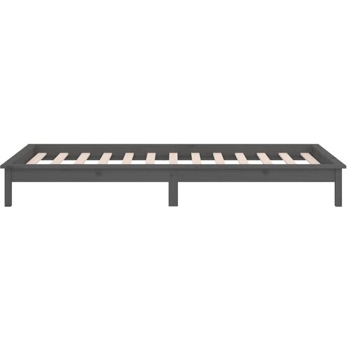  LED okvir za krevet sivi 90 x 200 cm od masivnog drva Slike