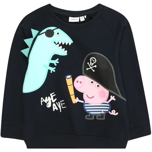 name it Sweater majica 'MADDEN PEPPA PIG' morsko plava / akvamarin / pastelno roza / crna