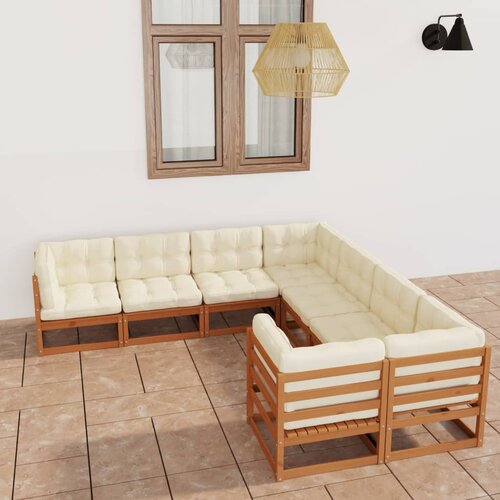 The Living Store Vrtna sedežna garnitura z blazinami 8-delna medeno rjava - Vrtna Sedežna Garnitura, (21472682) Cene
