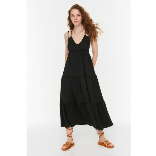 Trendyol Black Cross Strap Detailed Knitted Dress Slike