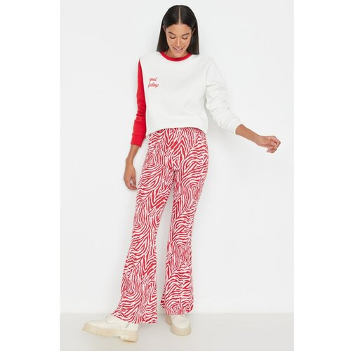 Trendyol Red Flare Knitted Trousers Slike