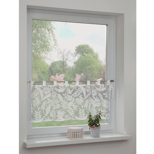 Sehlbach Belo-siva prosojna zavesa 120x45 cm Calista &amp;ndash; Slike