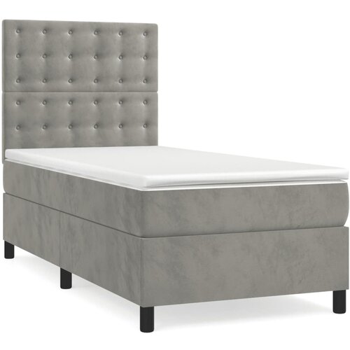 Maison Chic Box spring postelja - Vzmetna postelja z vzmetnico svetlo siva 90x200 cm žamet SL675, (21909670) Cene