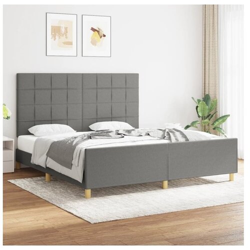  Posteljni okvir z vzglavjem temno siv 160x200 cm blago Cene