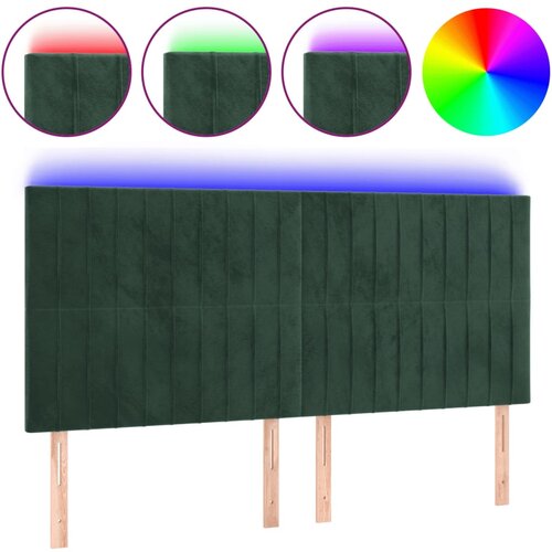 VidaXL LED posteljno vzglavje temno zeleno 200x5x118/128 cm žamet, (20951930) Slike