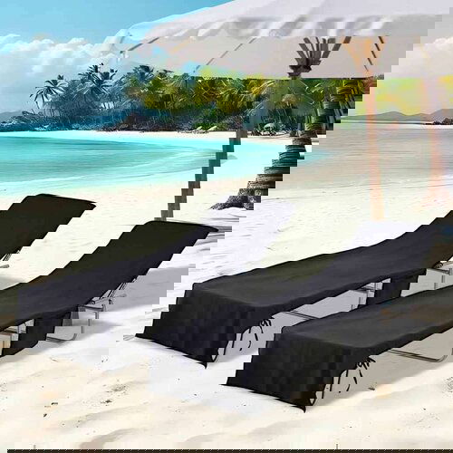 VidaXL Brisače za ležalnik 2 pcs Črna 210 x 75 cm Slike