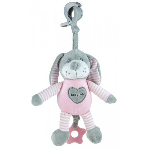 Baby Mix plišana igračka za kolica - glazbeni Pas Grey & Pink Cene