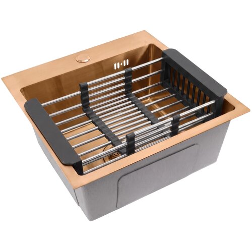 Rea Jekleno pomivalno korito s kompletom dodatkov Leo 40 Brush Copper Slike