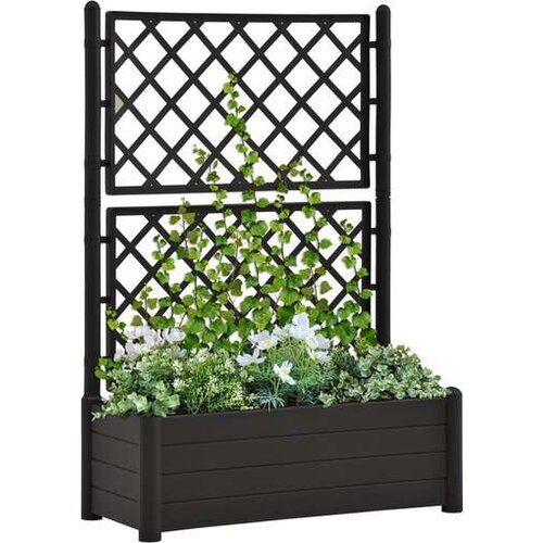  Vrtno cvetlično korito z oporno mrežo 100x43x142 cm PP antracit Slike