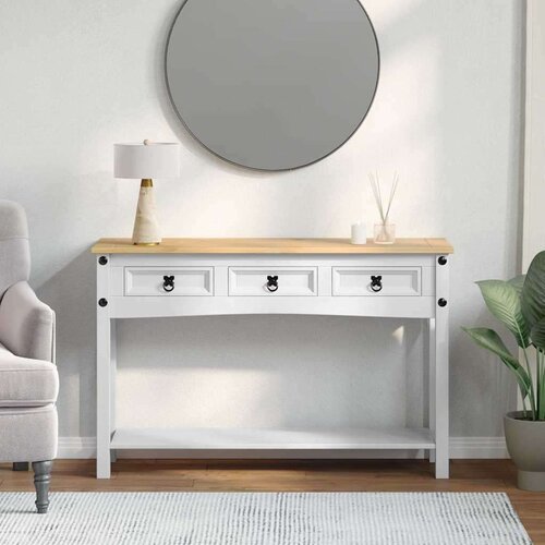  Stranska miza Corona Bela 114 x 34,5 x 73 cm Masivno borovo les, (5000201901) Cene