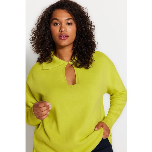 Trendyol Curve Green Front Detailed Knitwear Sweater Slike