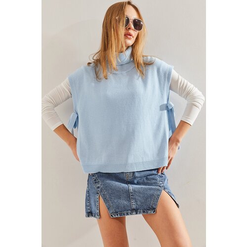 Bianco Lucci Women's Turtleneck Belt Tie Knitwear Sweater Cene