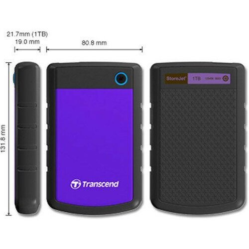 Transcend TS1TSJ25H3P 1TB External HDD 2.5, USB3.0, Black/Purple eksterni hard disk Cene