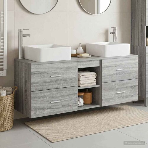  Set ormarića za kupaonicu 3 kom. Siva Sonoma 49,5 x 41 x 63 cm Cijene
