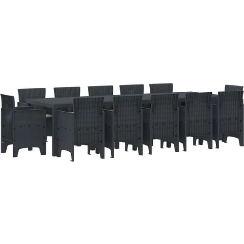  Set za objedovanje na otvorenom s 13 dijelova i jastučićima antracit poliratan vrtni stol antracit 150x100x73 cm poliratan v Slike