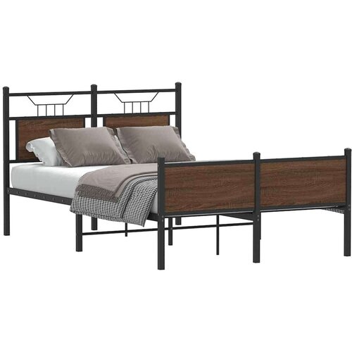 vidaXL Posteljni okvir brez vzmetnice hrast 120x200 cm inženirski les Cene