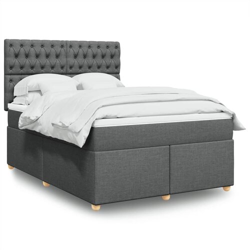 VidaXL Okvir kreveta s oprugama i madrac svjetlosivi 160x200cm tkanina Slike