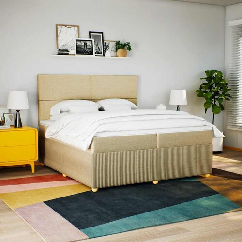  Krevet s oprugama i madracem krem 200 x 200 cm od tkanine Cijene