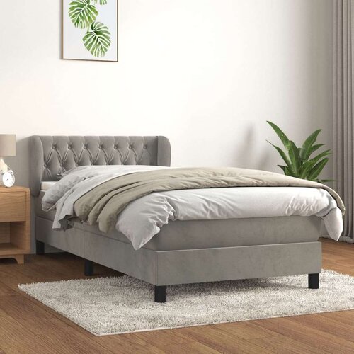 Box spring postelja z vzmetnico svetlo siva 90x200 cm žamet, (20900581) Slike