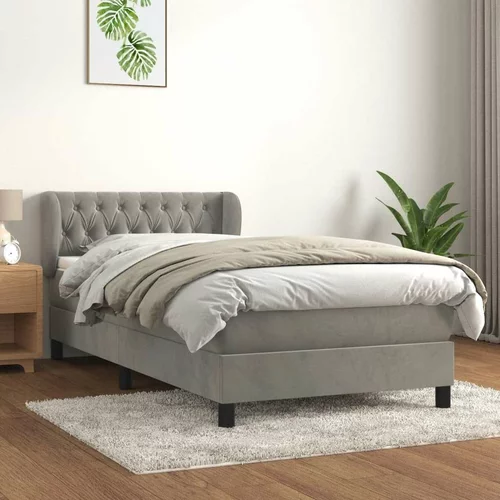 Box spring postelja z vzmetnico svetlo siva 90x200 cm žamet, (20900581)