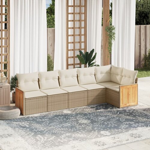 vidaXL 6-dijelni set vrtnih sofa s jastucima bež od poliratana Cijene