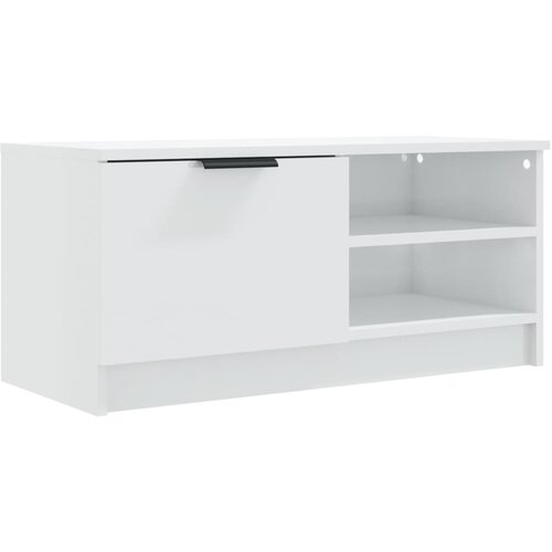 Maison Chic TV omarica - TV stojalo - Televizijska omarica visok sijaj bela 80x35x36,5 cm konstruiran les, (21699006) Slike